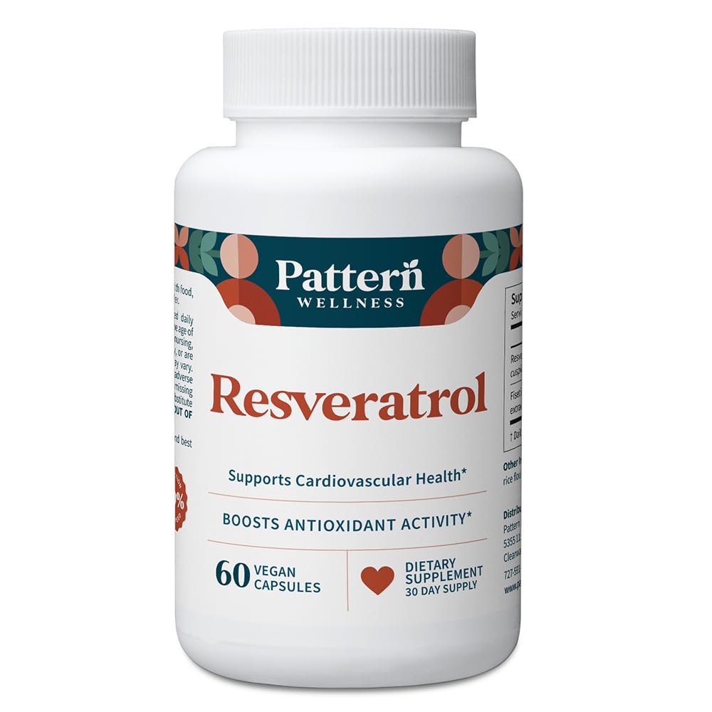 Pattern Wellness Resveratrol with Fisetin bottle front indicating daily antioxidant support