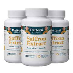Pattern Wellness saffron extract bottle promotes calm mood and daily balance