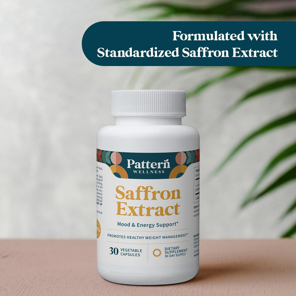 Pattern Wellness saffron extract ingredients list communicates quality and third party testing