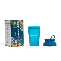 Pattern Wellness shaker bottle showing the extra-wide mouth for easy pouring