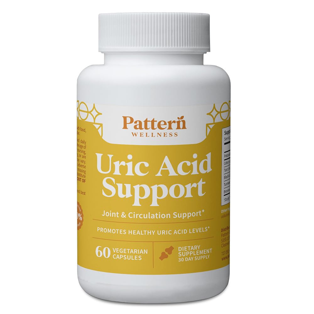 Pattern Wellness Uric Acid Support bottle front for daily balance.