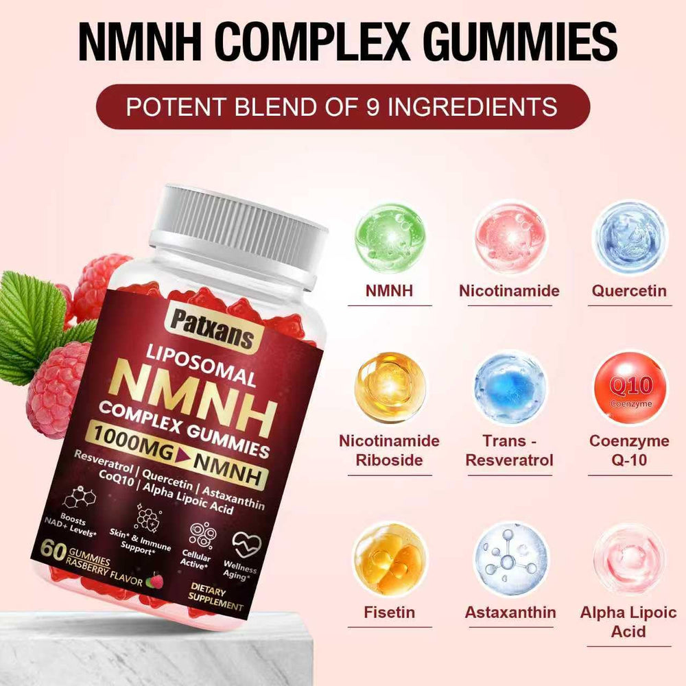 Patxans NMNH Gummies closeup, soft texture hints an enjoyable chew.