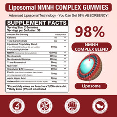 Patxans NMNH Gummies pack back, quick-reference serving details for shoppers.