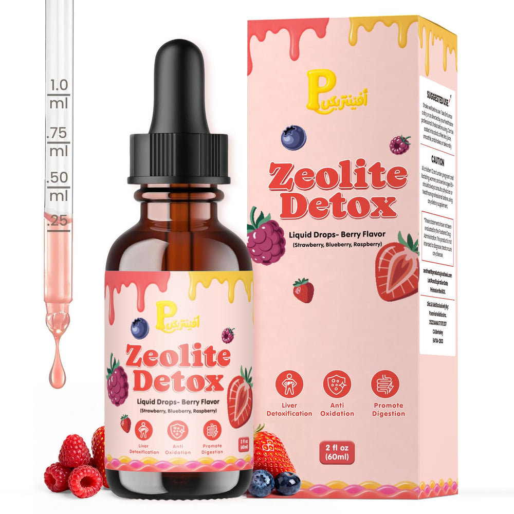 Pavintrix Zeolite Detox Drops bottle close-up highlighting berry flavor for daily wellness