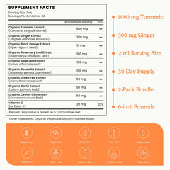PAYAOCZ bottle label highlighting organic turmeric and ginger blend.