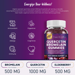 PAYAOCZ Quercetin Gummies close-up shows chewy texture and natural flavors.