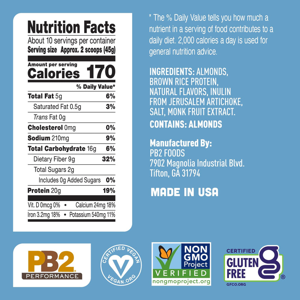 PB2 vanilla pour shows powder blending into shakes with ease