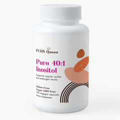 PCOS Queen Pure 40:1 Inositol bottle supports daily cycle balance.