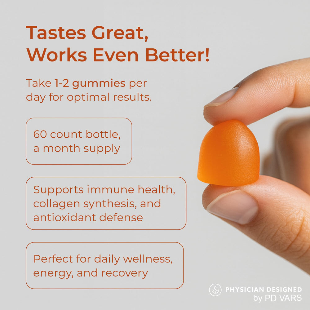 PD VARS liposomal vitamin C gummies texture and orange aroma