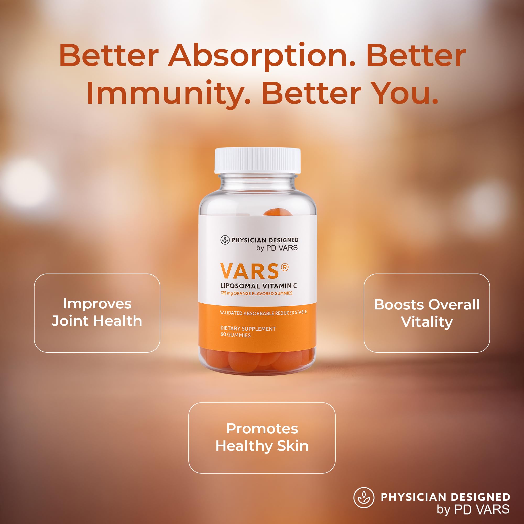 PD VARS liposomal vitamin C daily dose card with 1-2 gummies