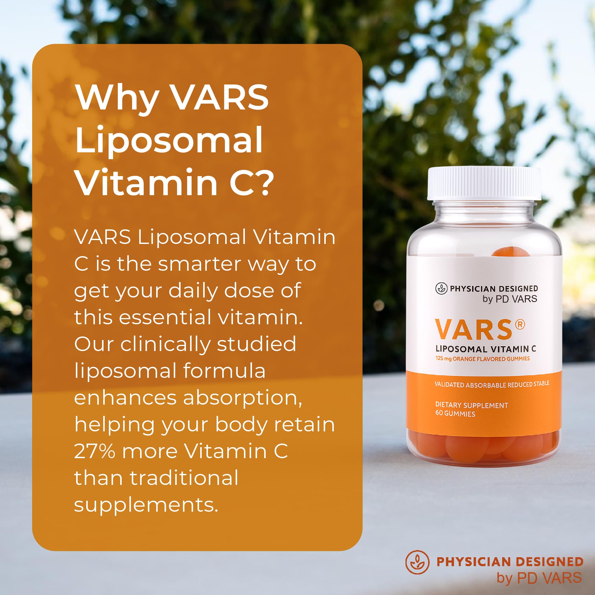 PD VARS liposomal vitamin C gummies orange flavor close-up