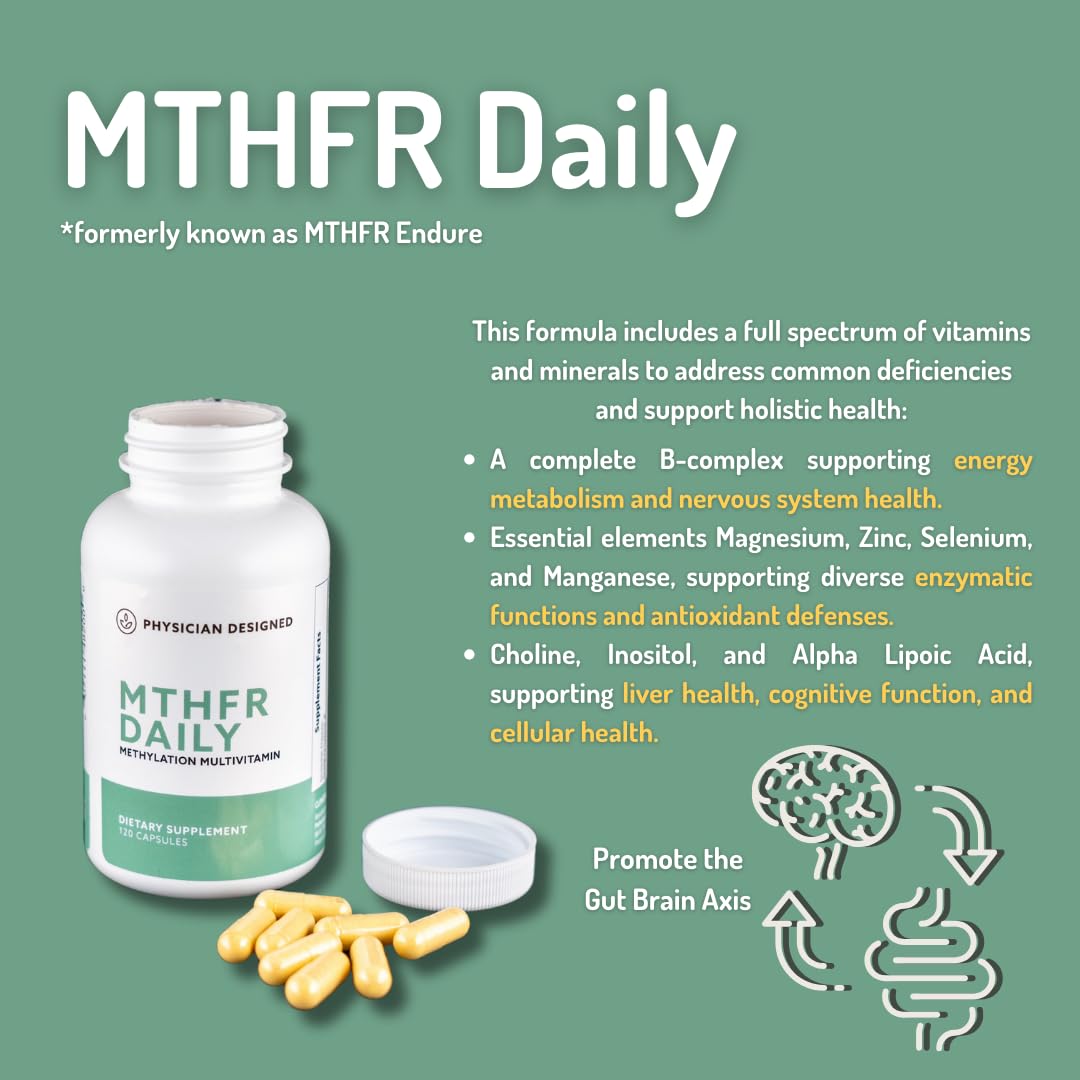 PD VARS MTHFR Daily Multivitamin capsules beside a glass of water for daily habit