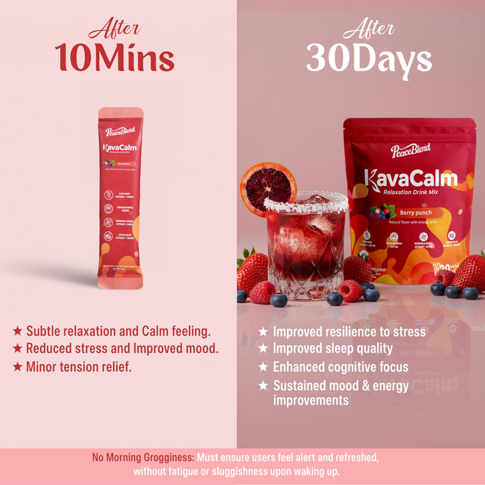 Morning routine with PEACEBLEND Supercalm for balance.