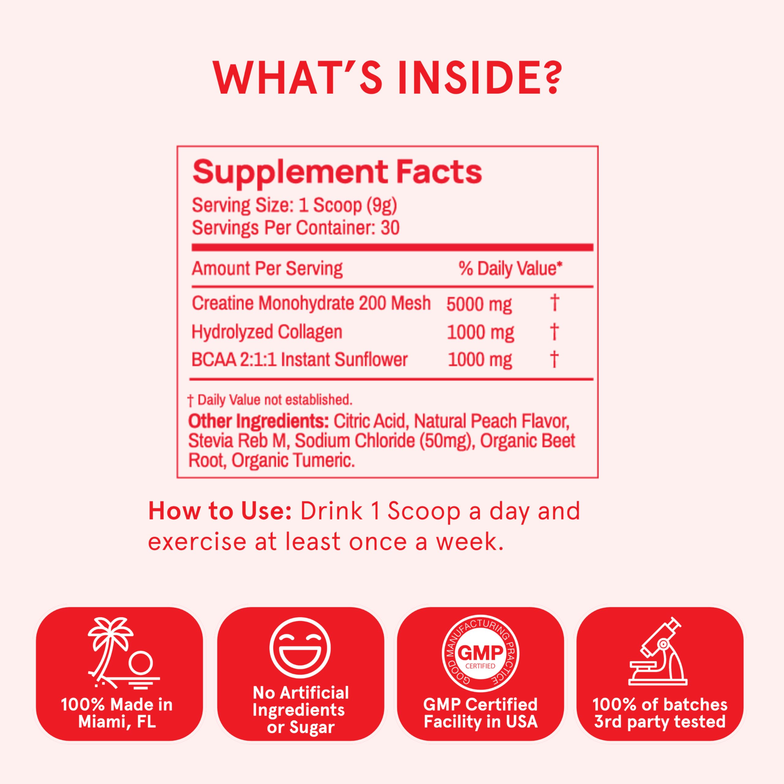 Peach Perfect micronized creatine dissolves easily with minimal chalkiness.