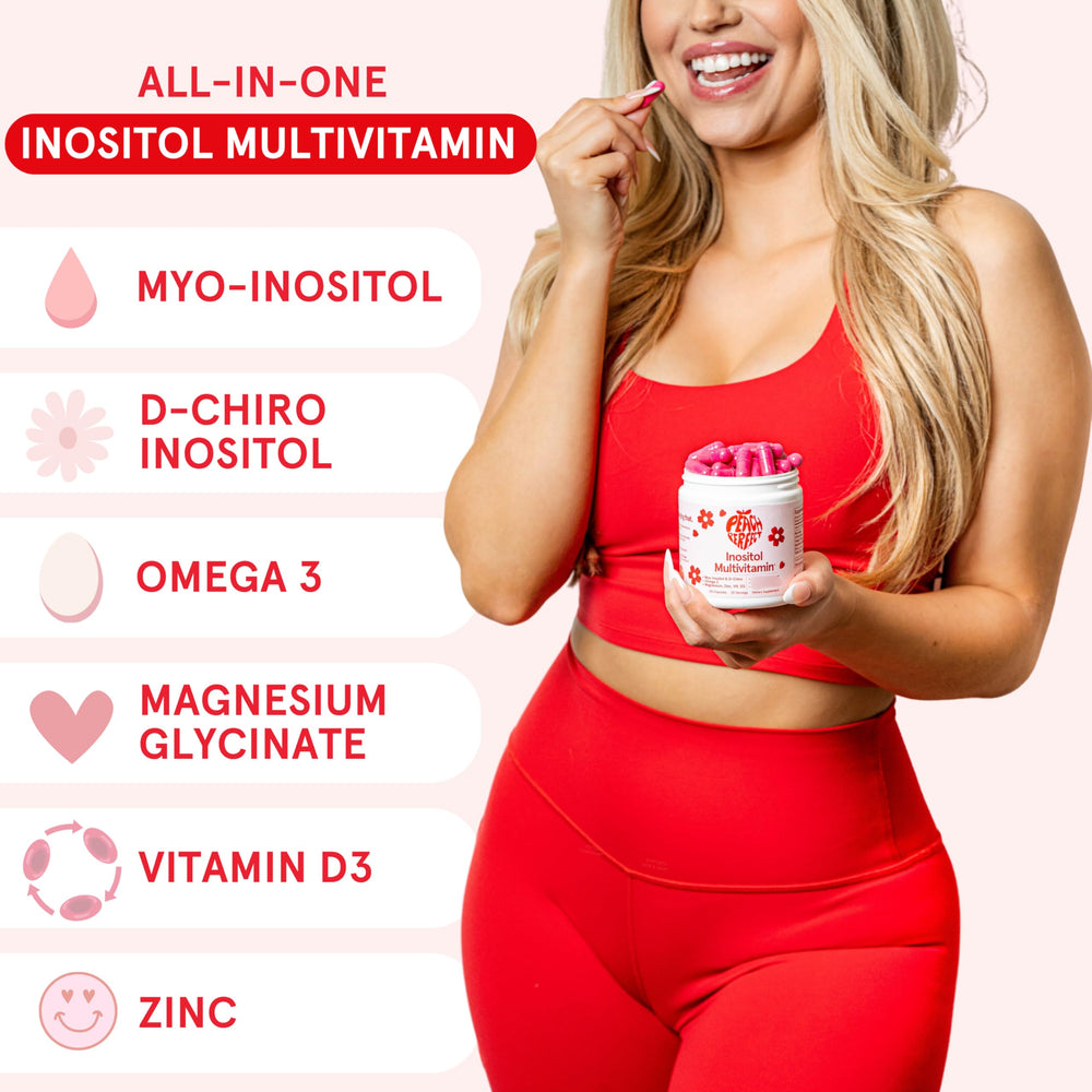 Peach Perfect Myo-Inositol and D-Chiro 40:1 graphic shows balanced wellness