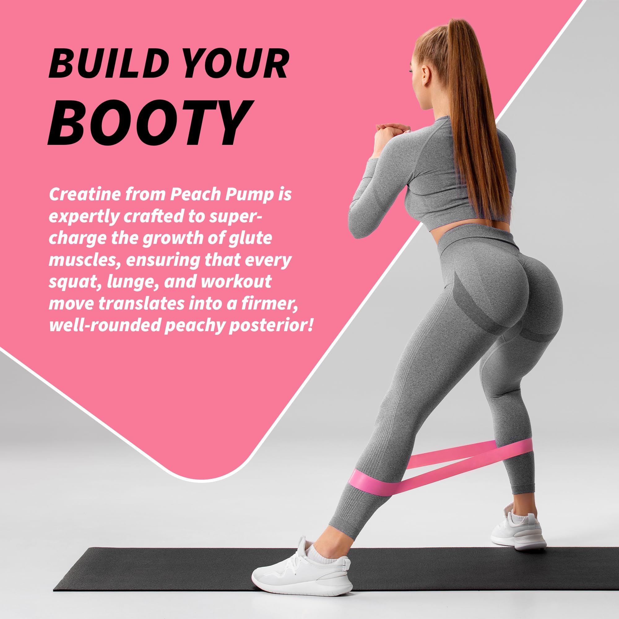 Peach Pump Creatine powder scoop – easy 3g daily serving for training recovery.