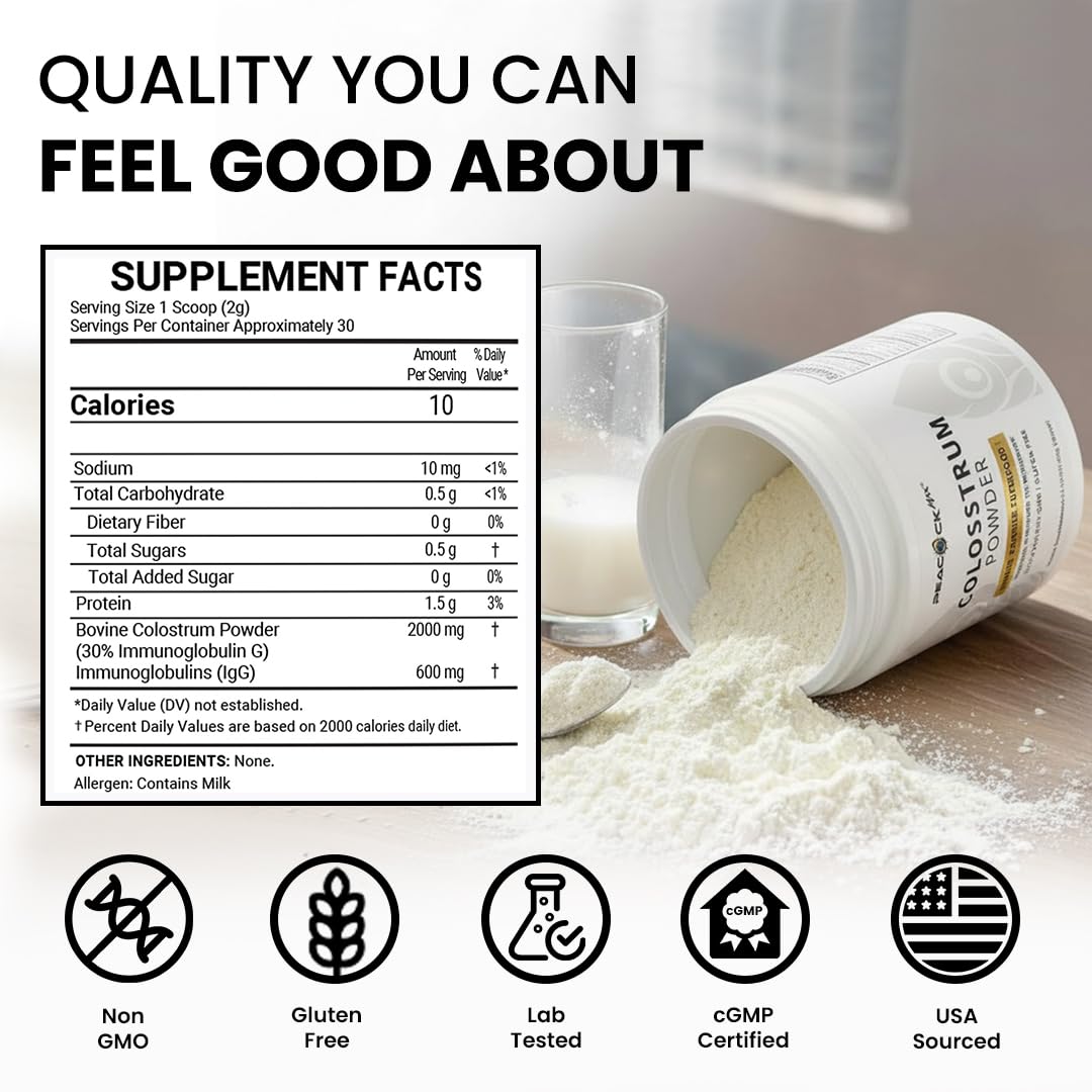 Peacock Max colostrum powder pour ready to blend into drinks for daily nourishment