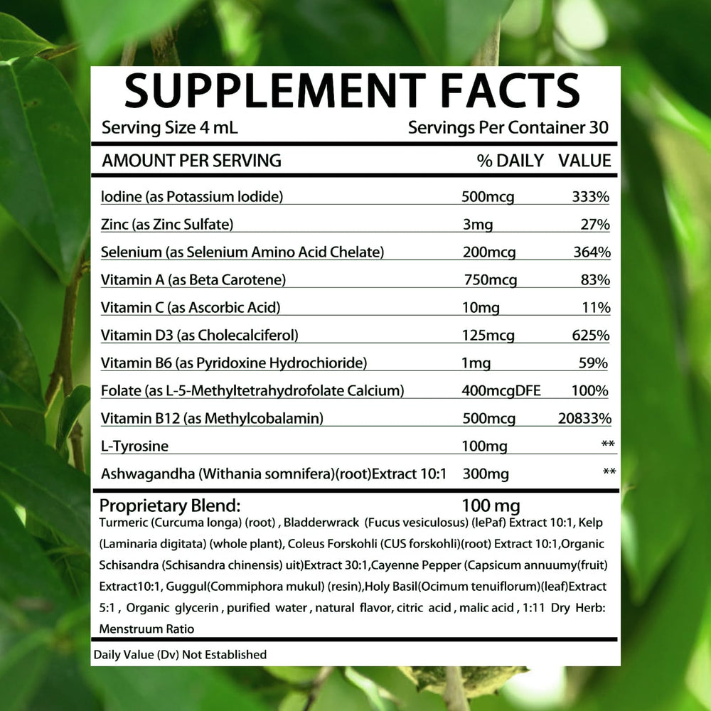 Peak Form Official Thyroid Support Drops feature Ashwagandha for stress support in daily use.
