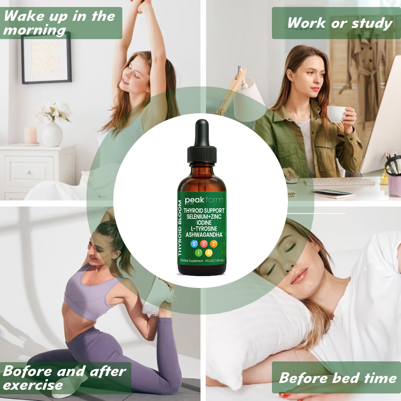 Peak Form Official Thyroid Support Drops mixed in water for easy consumption.