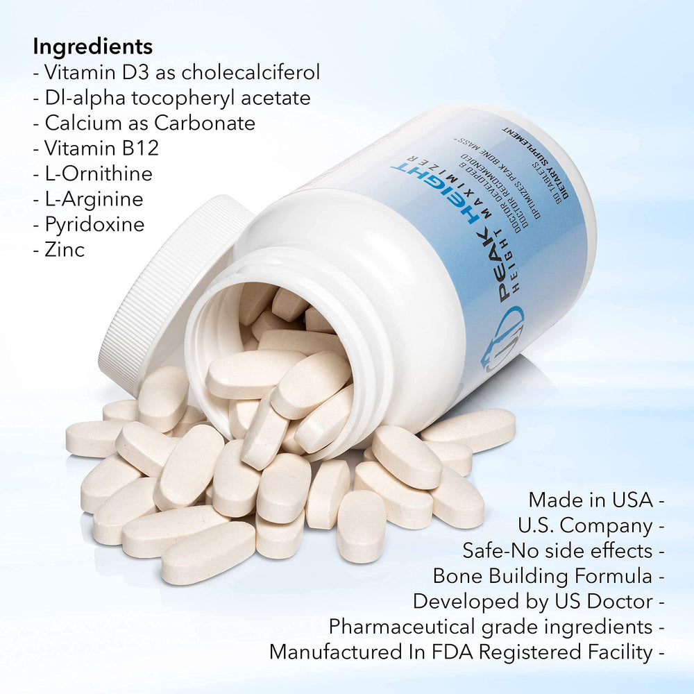 Peak Height label close-up highlighting 6-month supply and doctor recommendation.