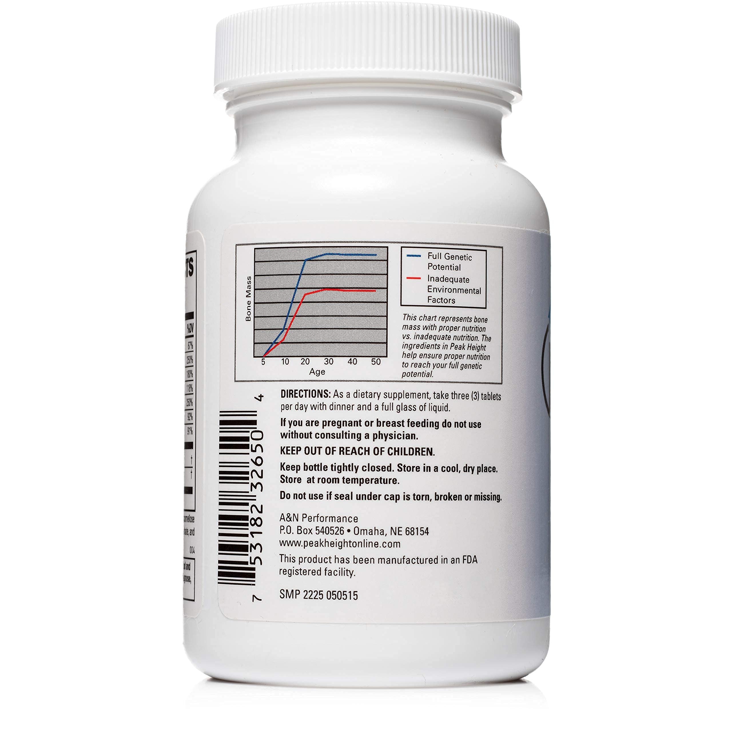 Product on store shelf featuring Peak Height Growth Supplement options