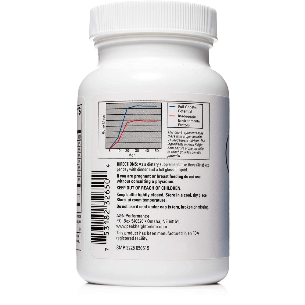 Product on store shelf featuring Peak Height Growth Supplement options