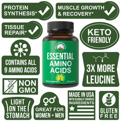 Peak Performance All 9 EAA label with comprehensive amino acid profile.