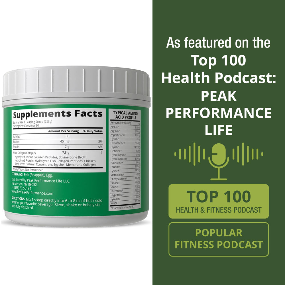 Eggshell membrane collagen component within Peak Performance All 5 blend