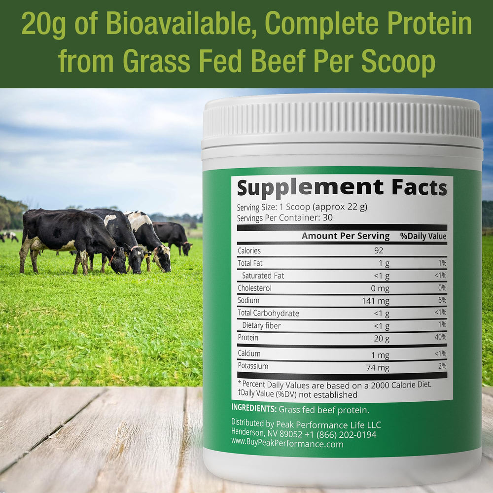Peak Performance carnivore-friendly badge on beef protein packaging