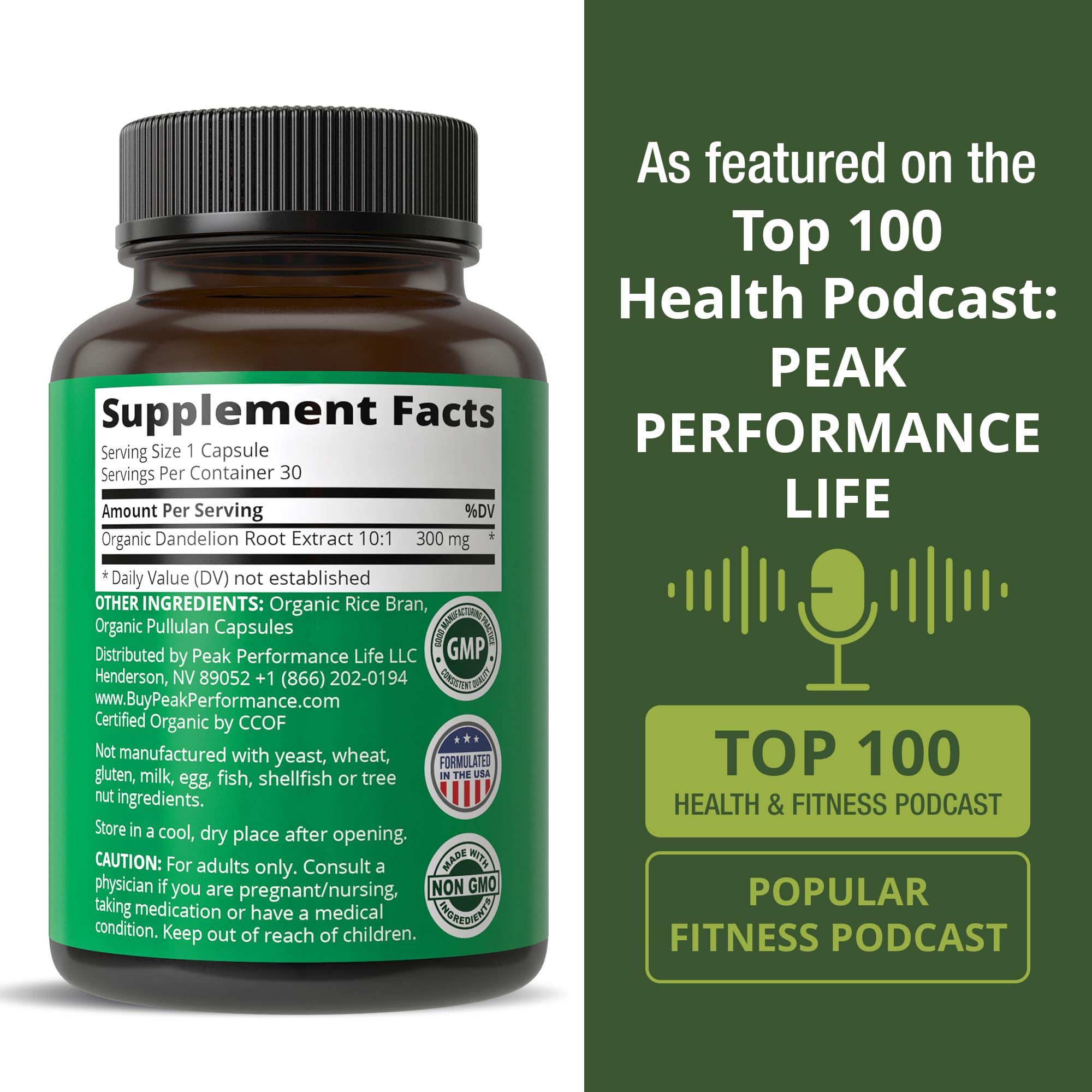 Peak Performance capsules in hand illustrate easy daily supplementation.
