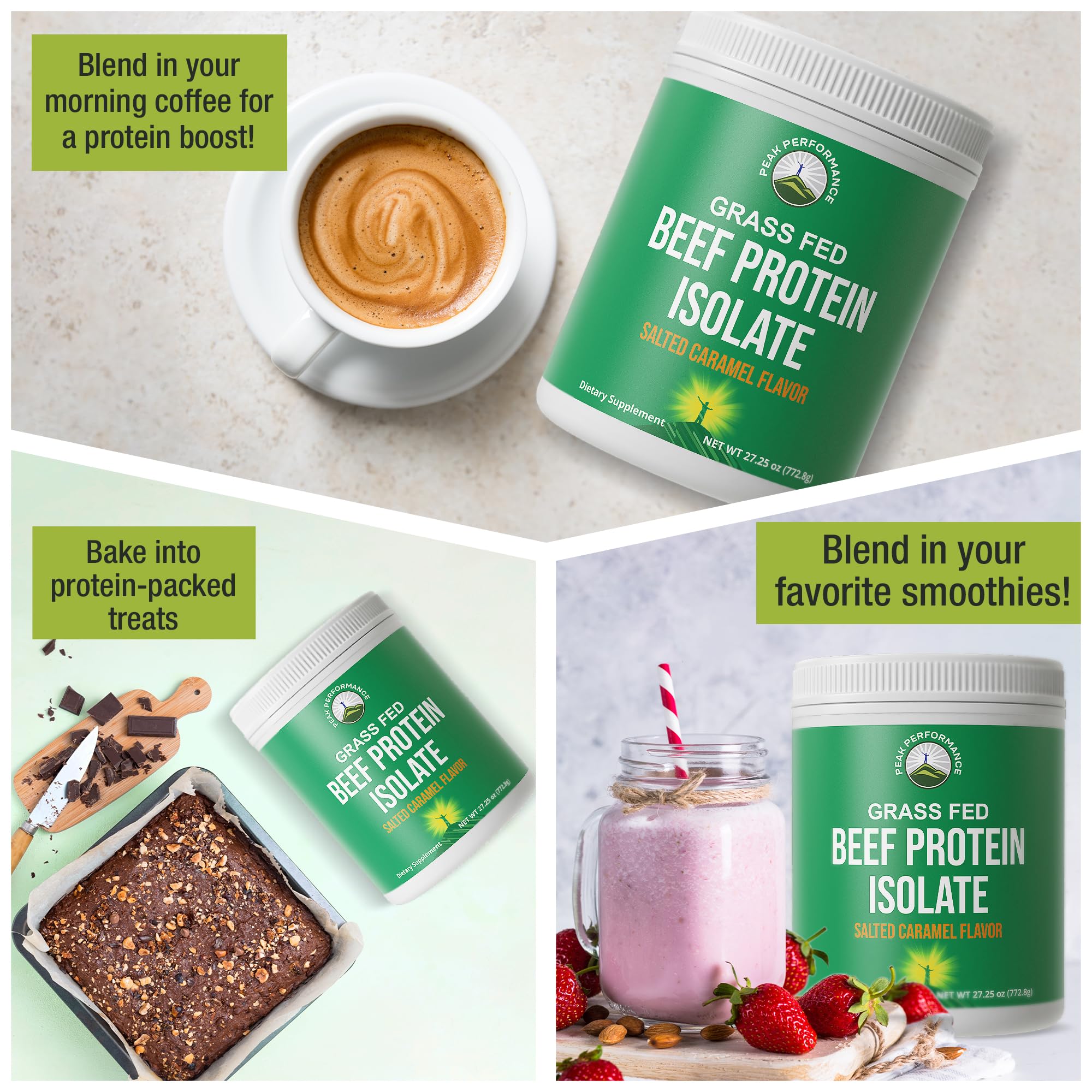 Peak Performance European-sourced grass-fed beef imagery underlines ethical farms and high-quality protein.