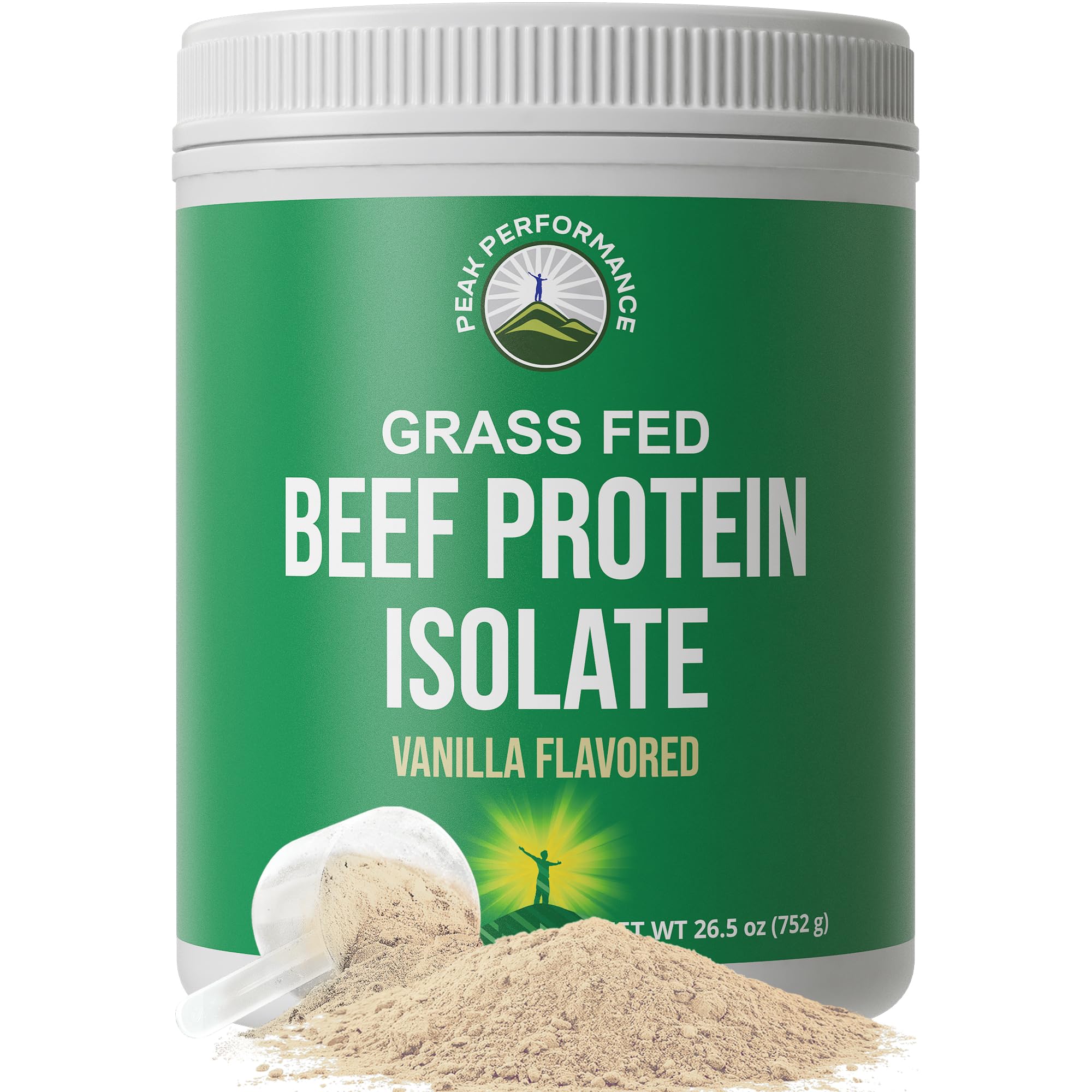 Peak Performance beef protein vanilla front label showing lactose-free formula