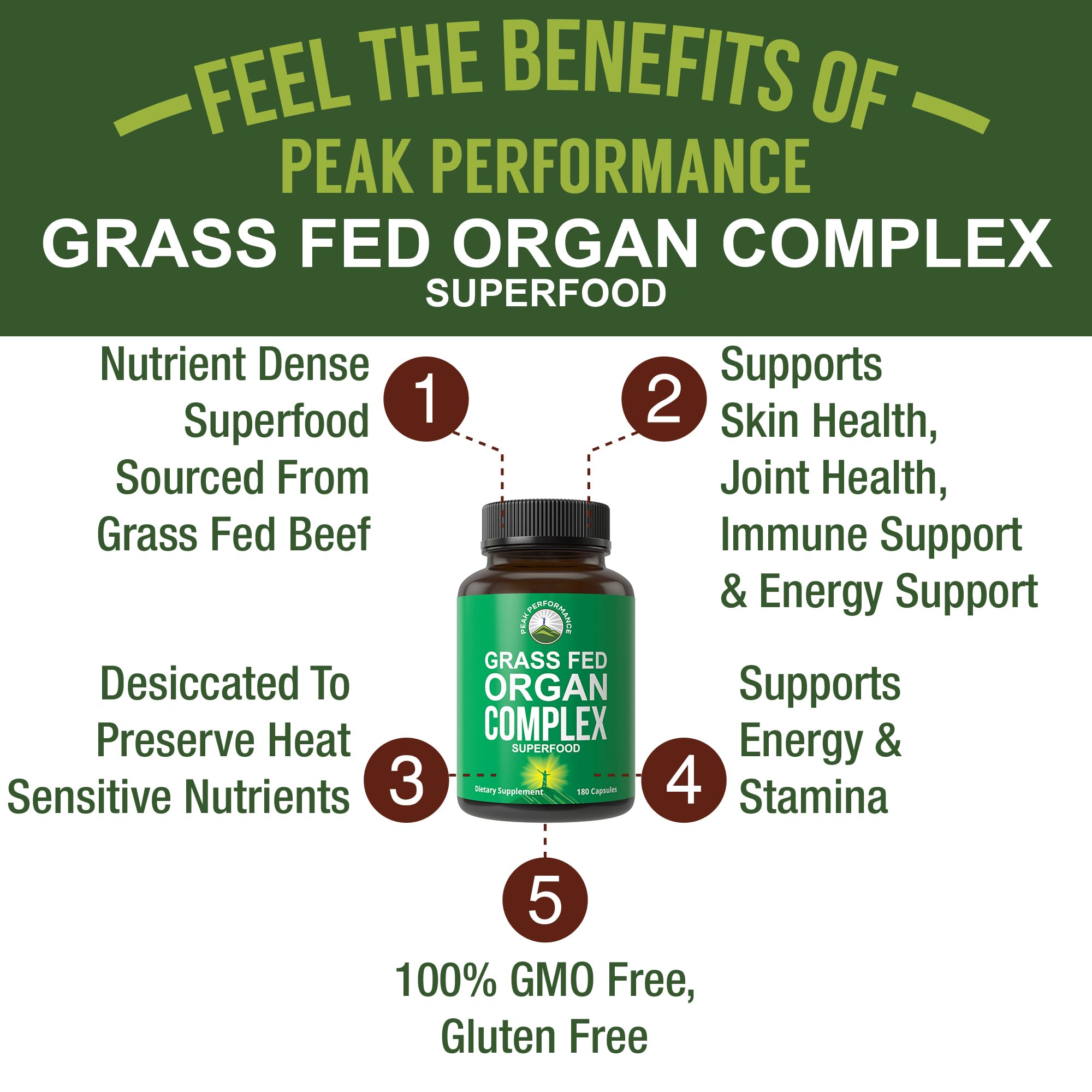 Peak Performance organ complex liver capsules for daily support.