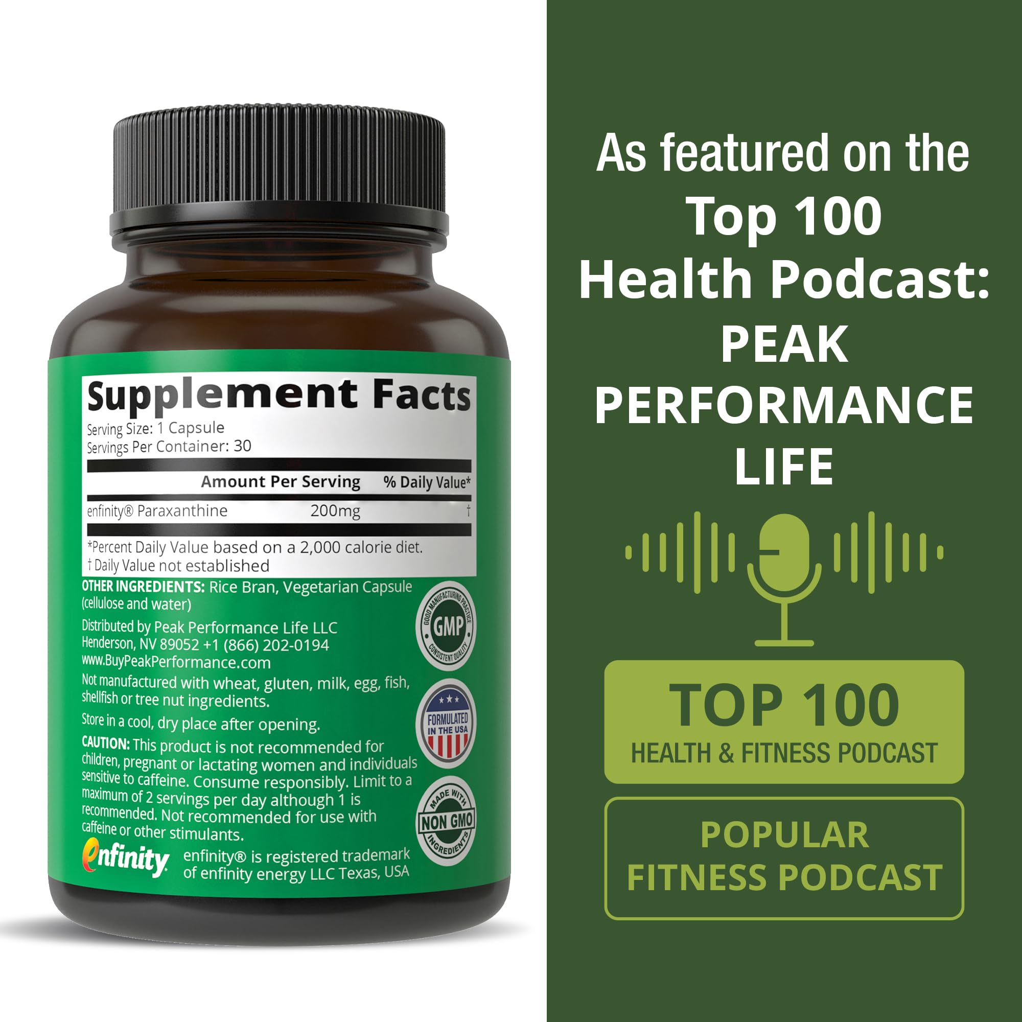 Peak Performance Paraxanthine capsules at a desk setup for productivity