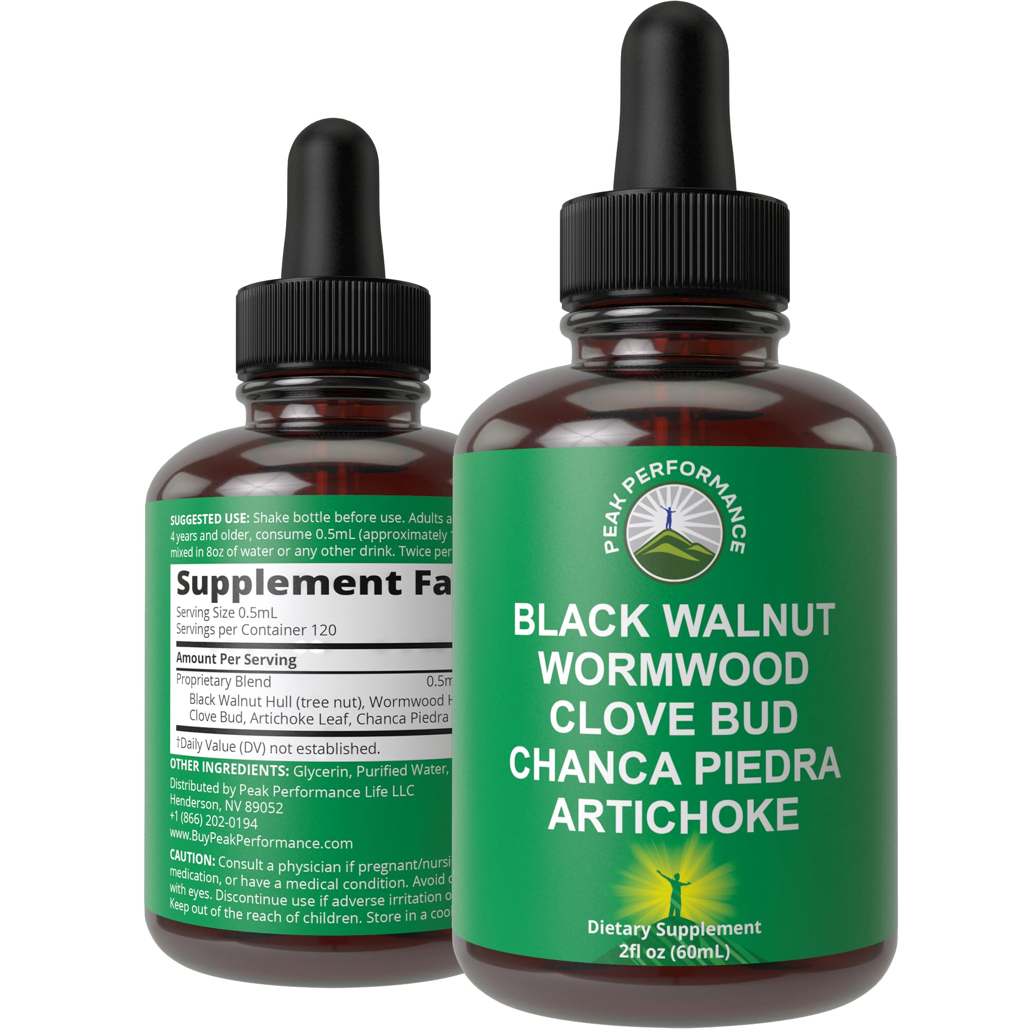 Peak Performance Wormwood bottle label for daily digestive wellness