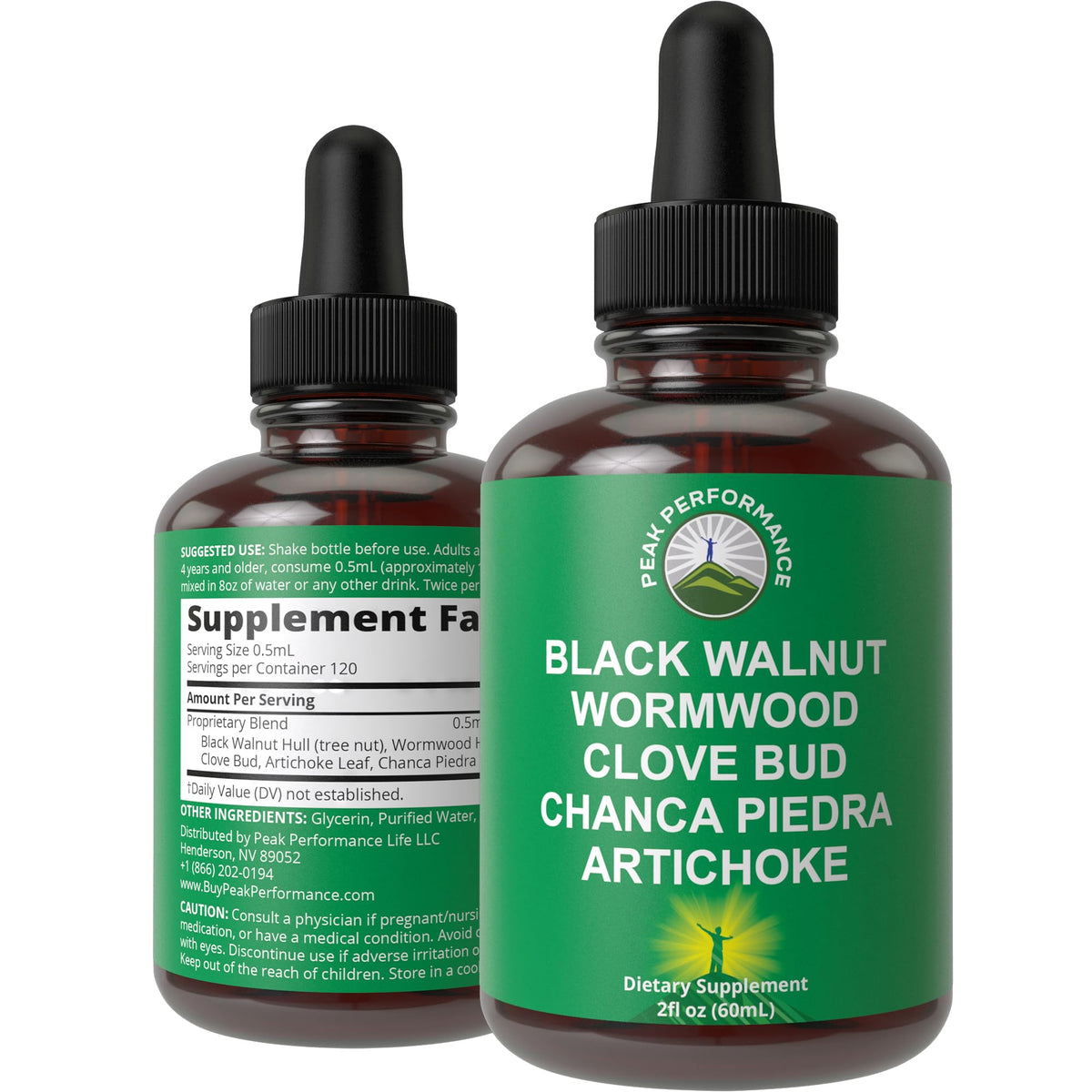 Peak Performance Wormwood bottle label for daily digestive wellness