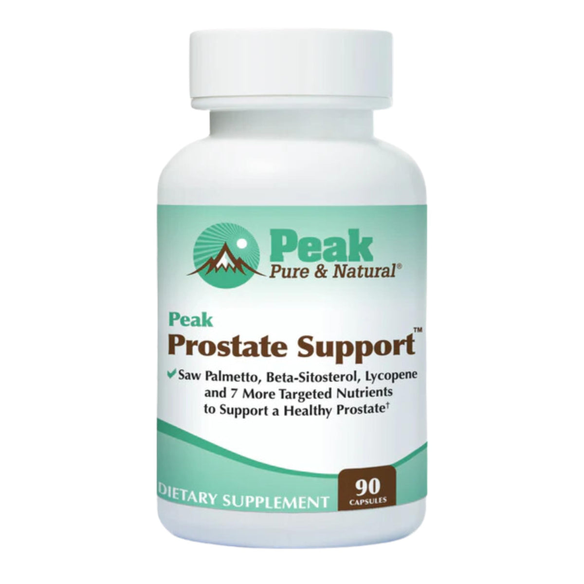 Peak Pure & Natural Peak Prostate Support bottle closeup for urinary wellness