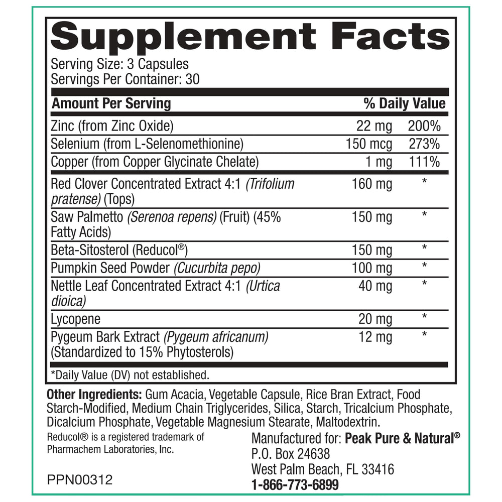 Peak Prostate Support tablets ready for daily use to support health