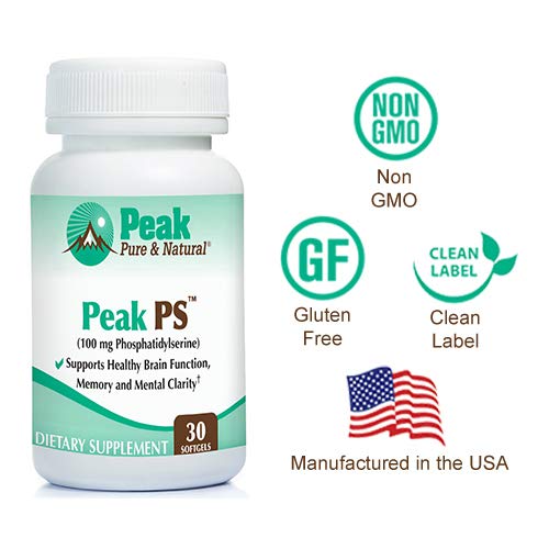Bottled label emphasizes soy-free PS option for memory support.