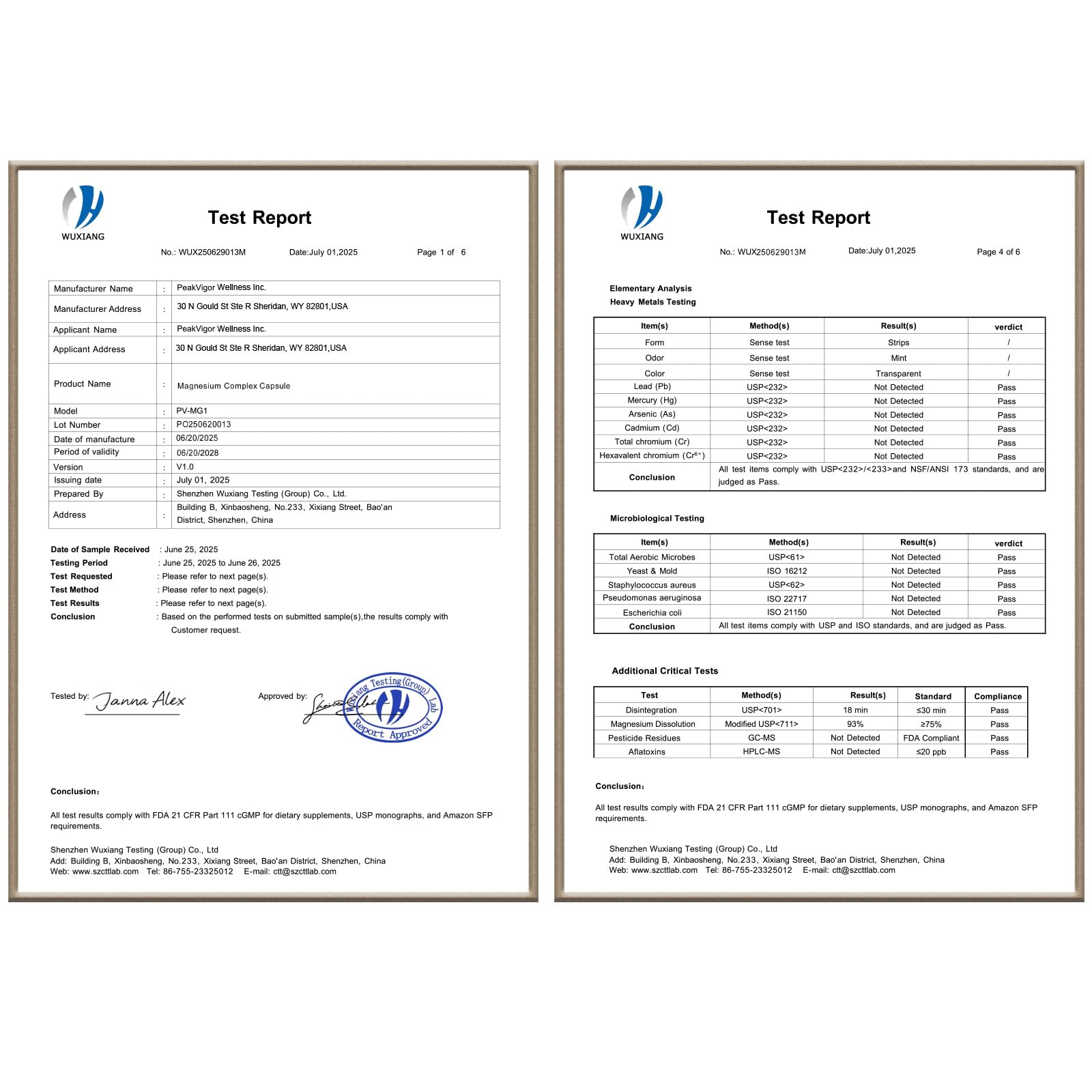 Label detail for Peak Vigor Wellness 5 in 1 magnesium with blend information