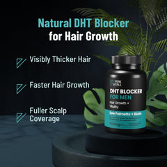Closeup of PEAK VITALS DHT Blocker label highlighting key ingredients.