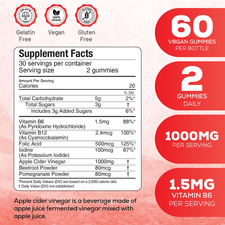 Peakhealth close-up of gummy texture, highlights soft chewable apple flavor and quality