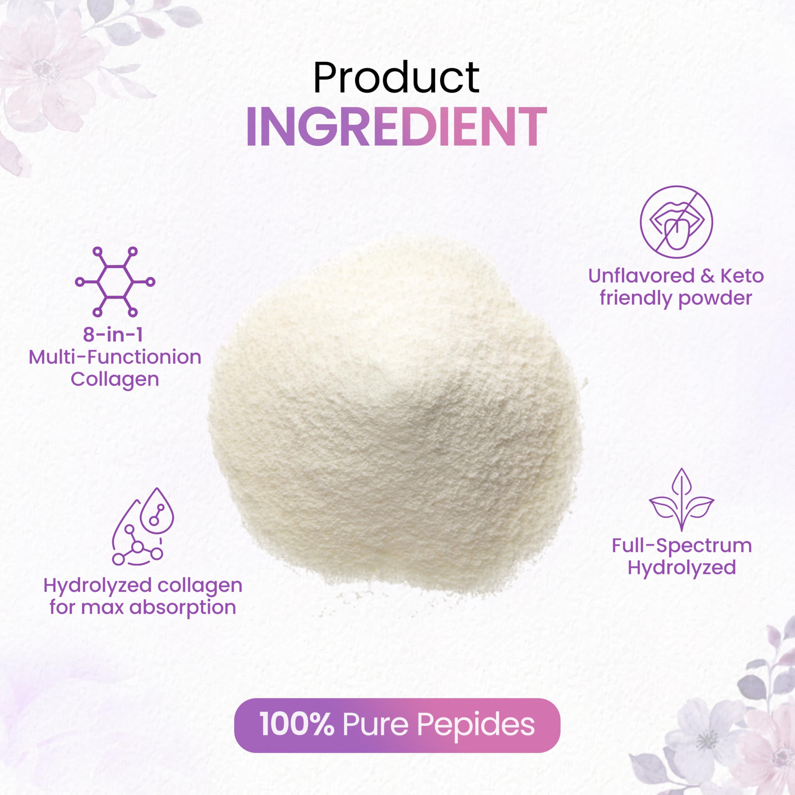 Peakhealth unflavored collagen powder dissolving into a beverage