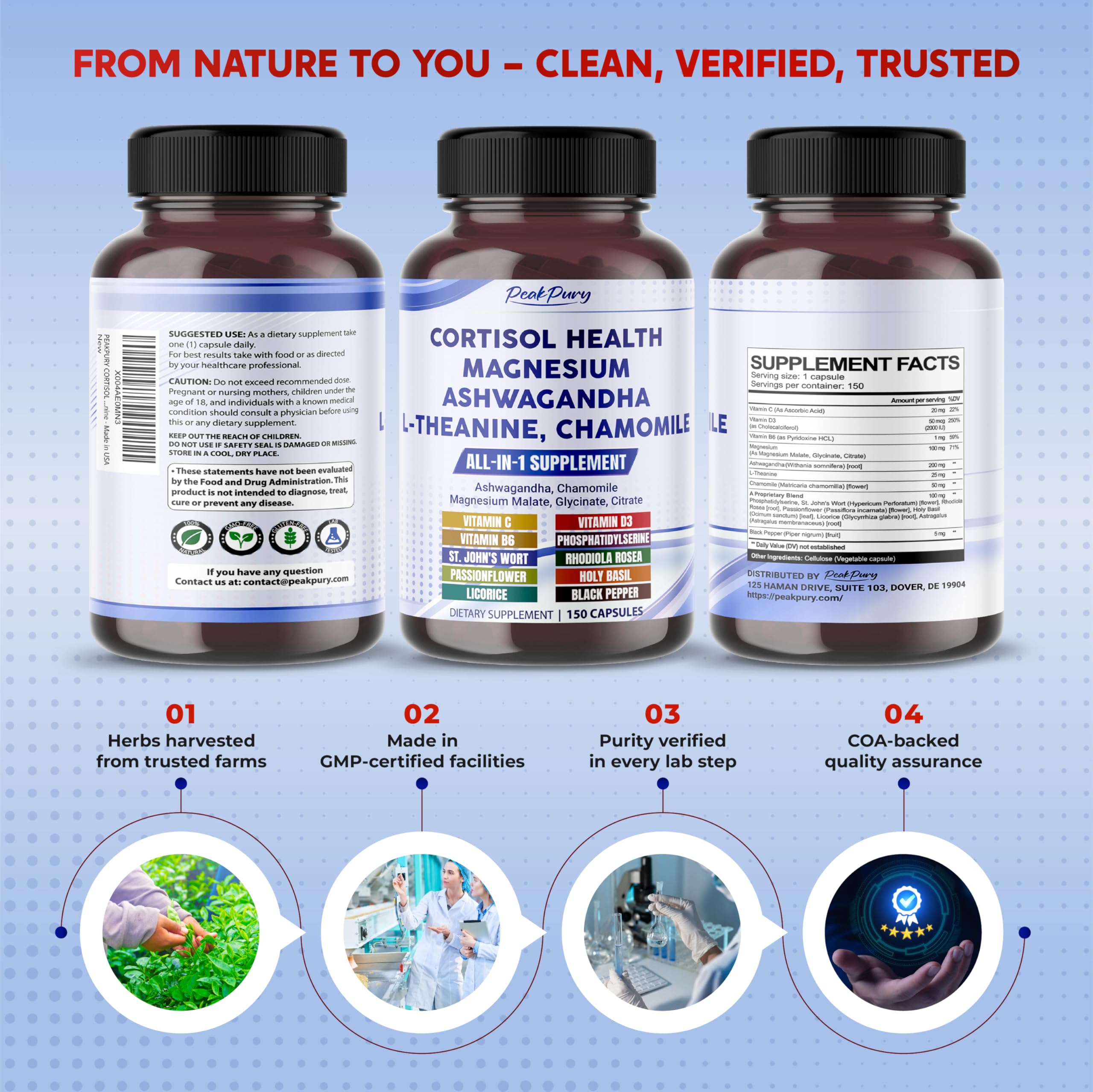 PeakPury Cortisol Health box highlights sleep-support potential