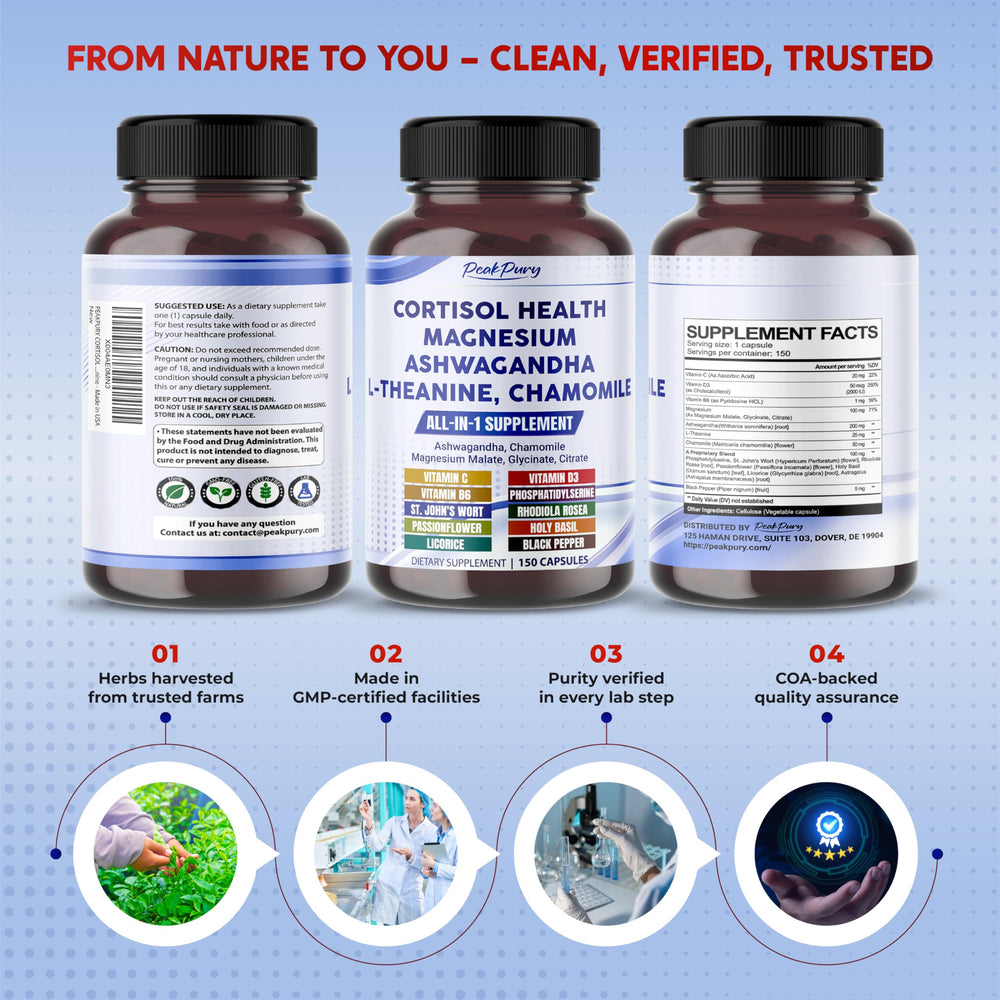 PeakPury Cortisol Health box highlights sleep-support potential