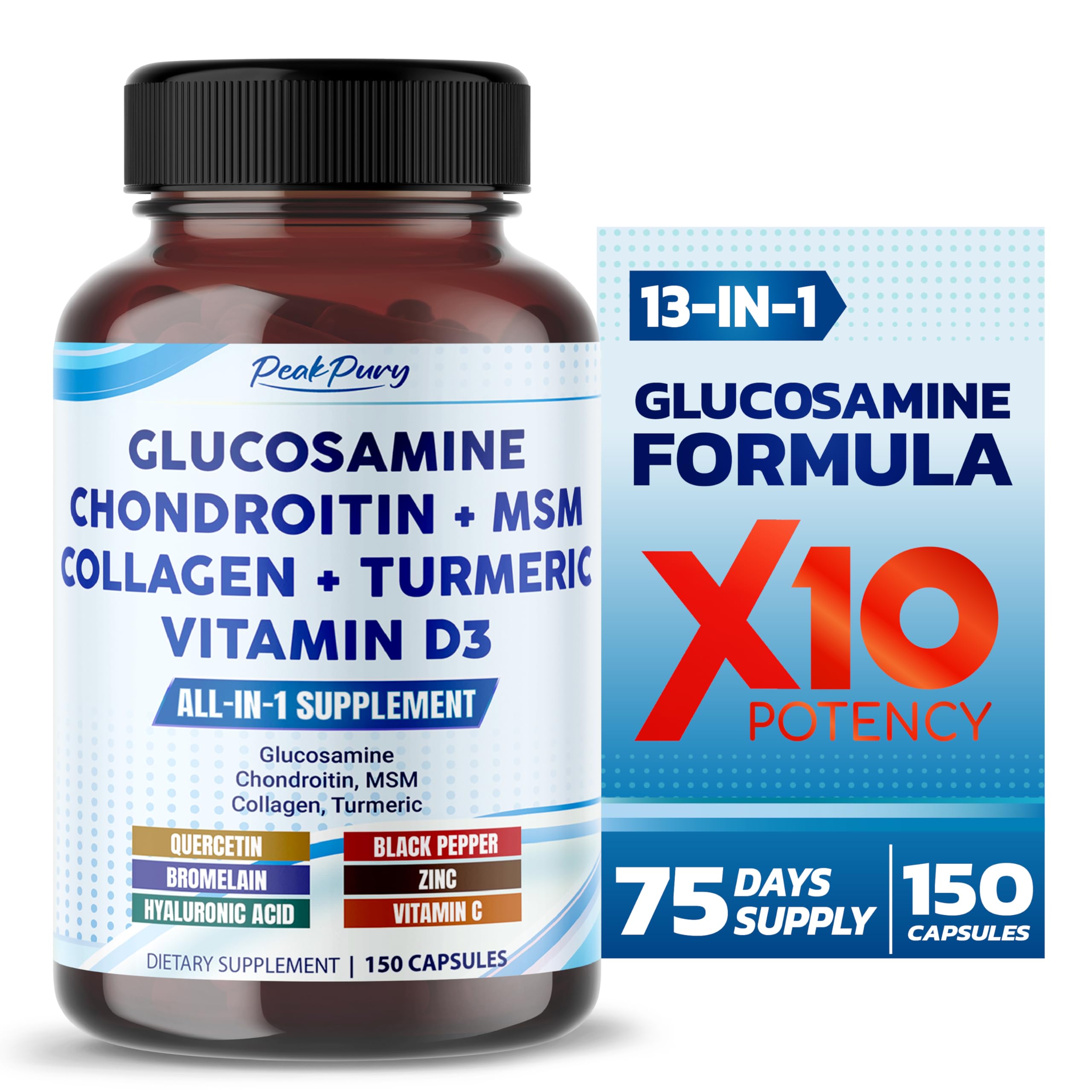 PeakPury Glucosamine bottle front for joint health support