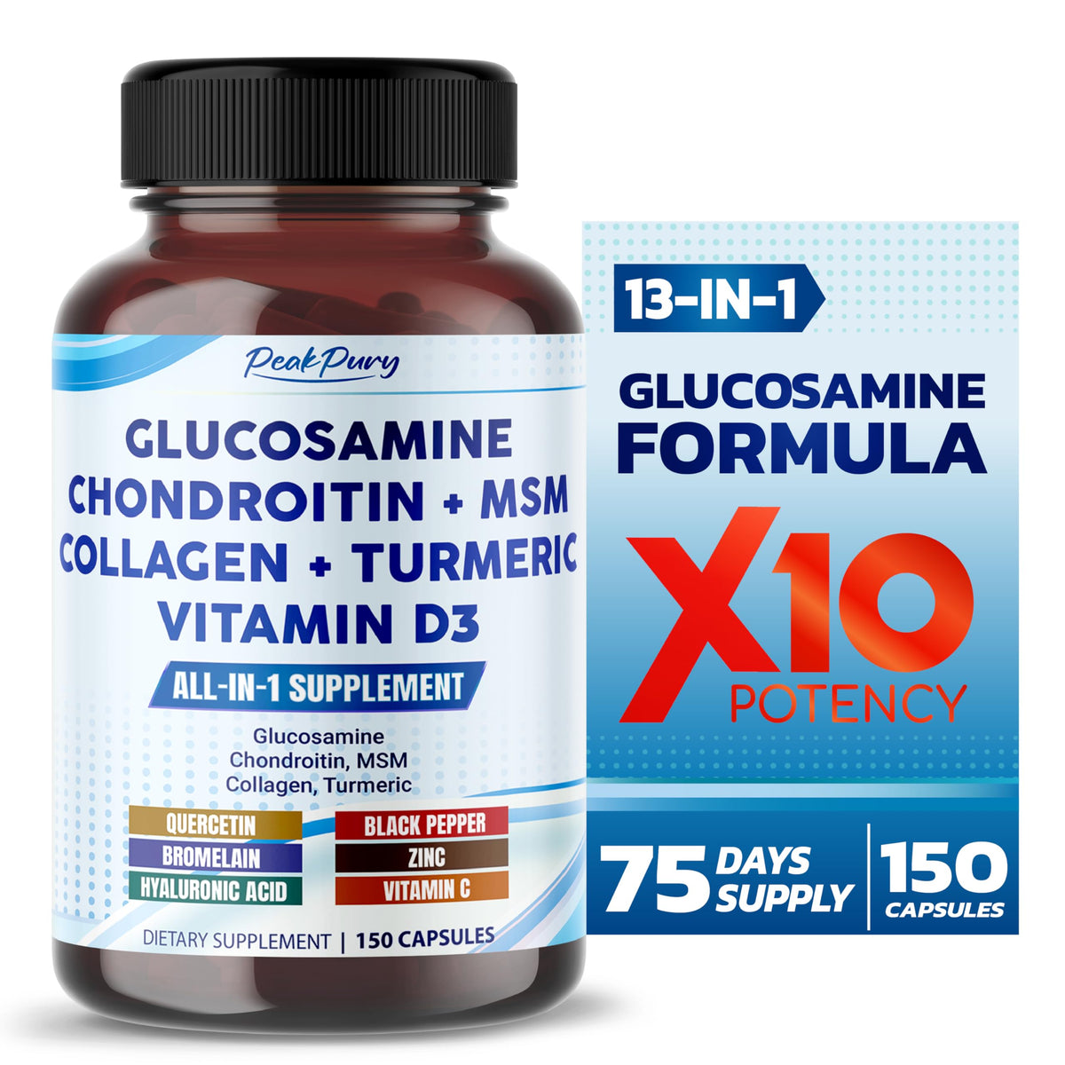 PeakPury Glucosamine bottle front for joint health support