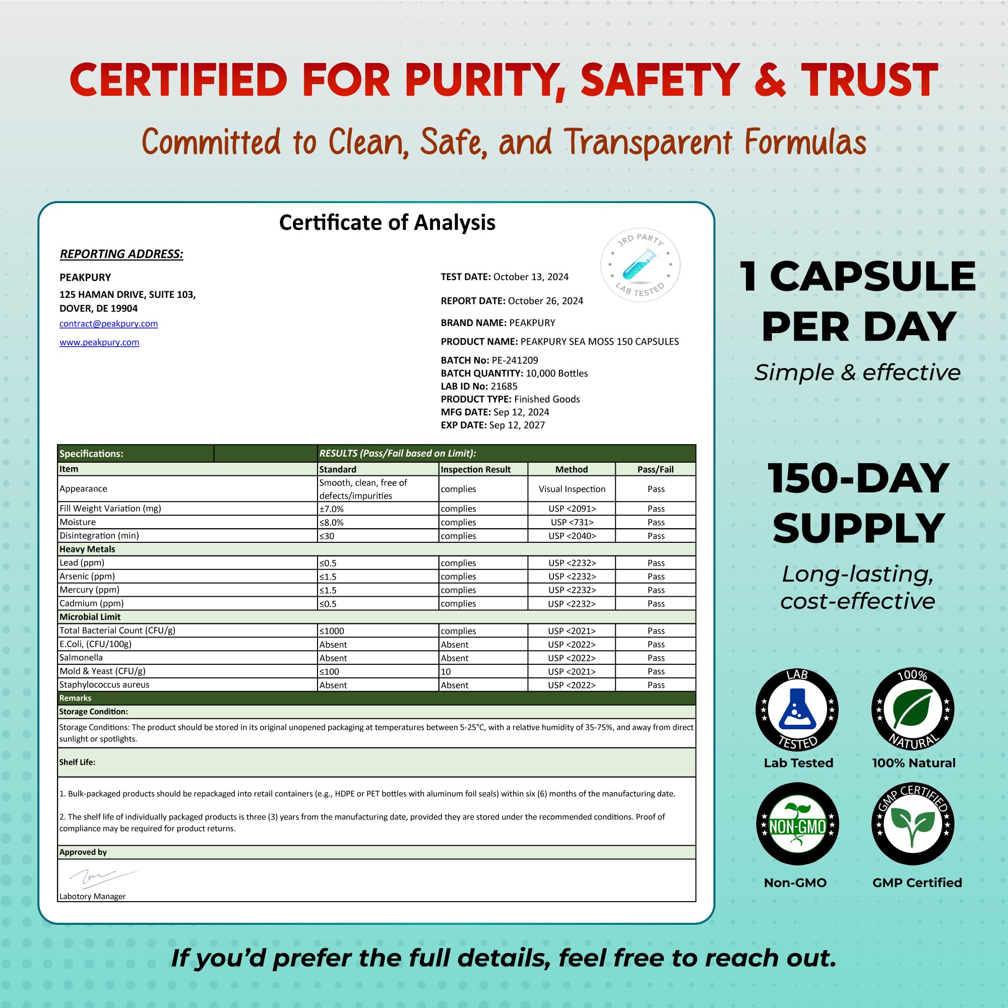 PeakPury multimineral blend label emphasizes essentials for daily balance