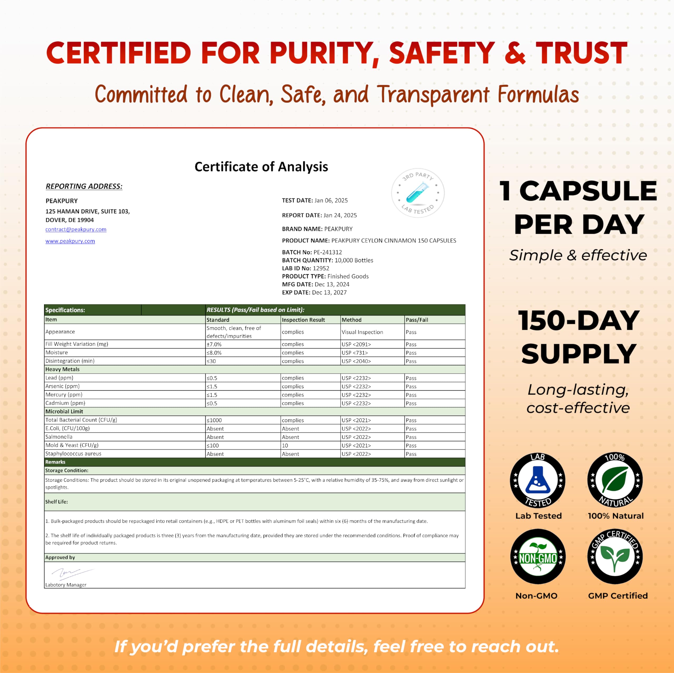 PEAKPURY label shows CoQ10 and olive leaf for heart wellness cues.