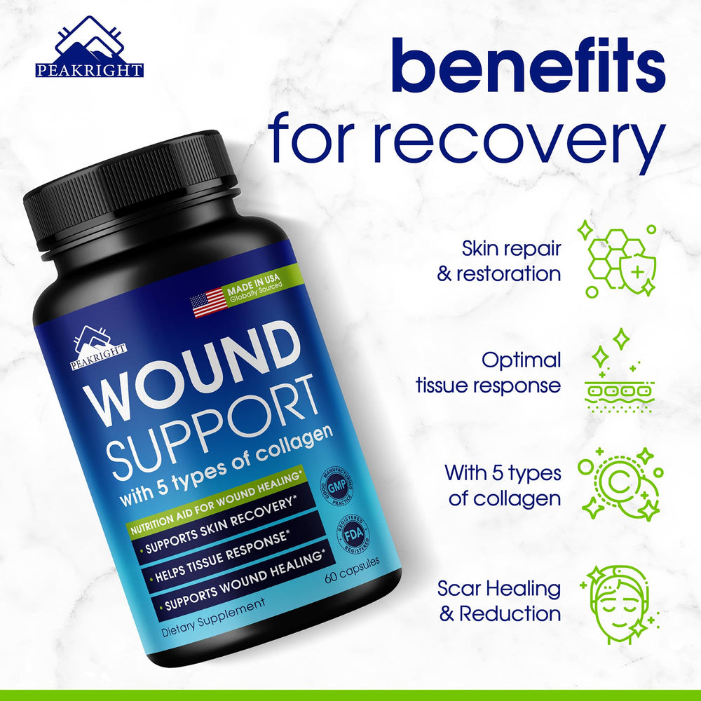 Peakright recovery routine setup featuring capsules and care items.